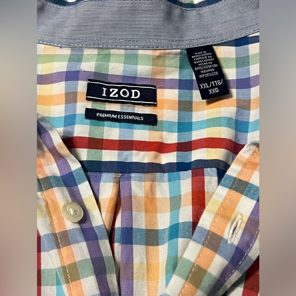 IZOD men’s size XXL long sleeve plaid button down 100% cotton shirt - Picture 7 of 9